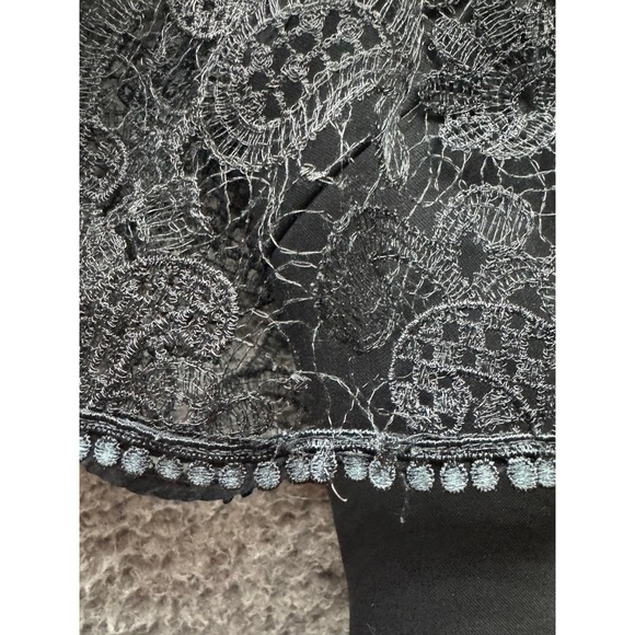 Self-Portrait Lace & Bow Accent Mock Neck Mini Shift Dress Black Womens Size 6 - Picture 5 of 16